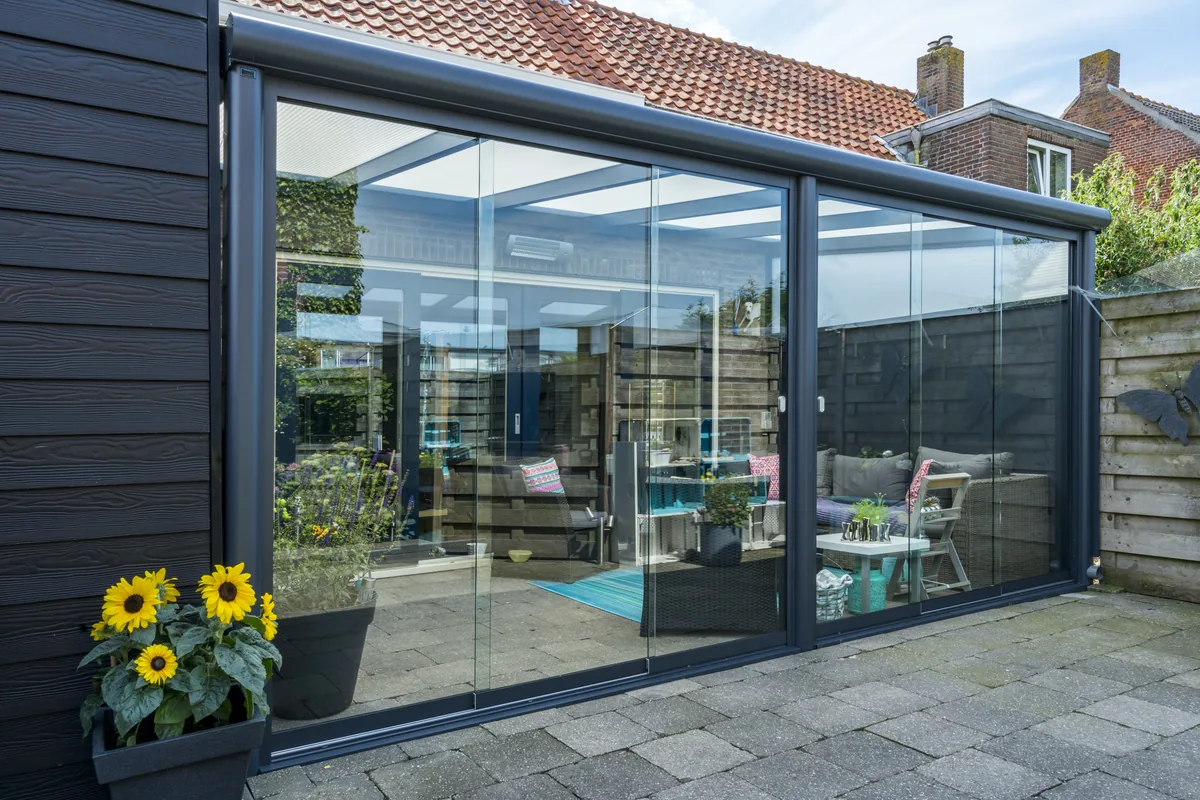 Bosco veranda enclosed with glass sliding side walls